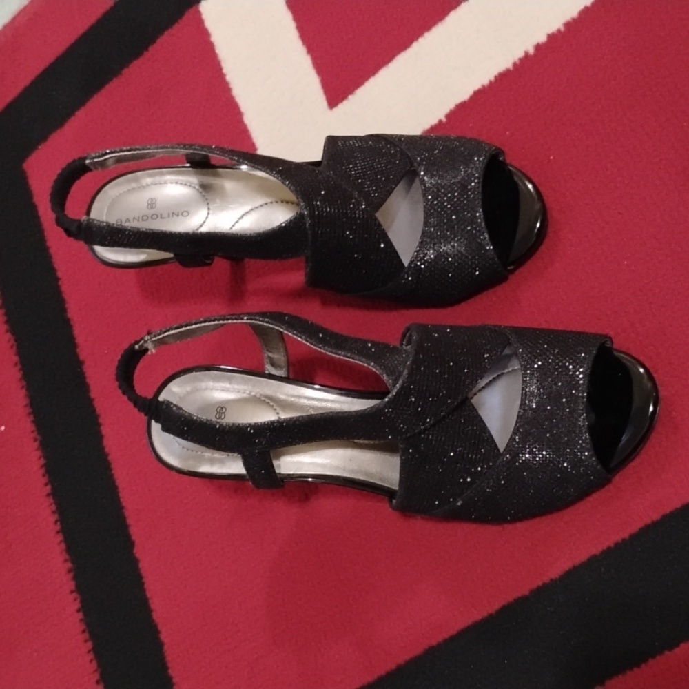 Bandolino Black Strappy/ Sparkle Heels Size 7.5M